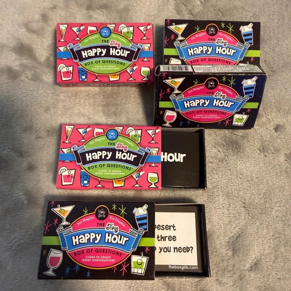 The Box Girls The Tiny Happy Hour Matchbox Style Box of Questions Party Game New
